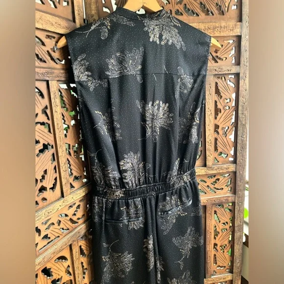 Vince woodblock floral print, black, sleeveless jumpsuit - Picture 6 of 9